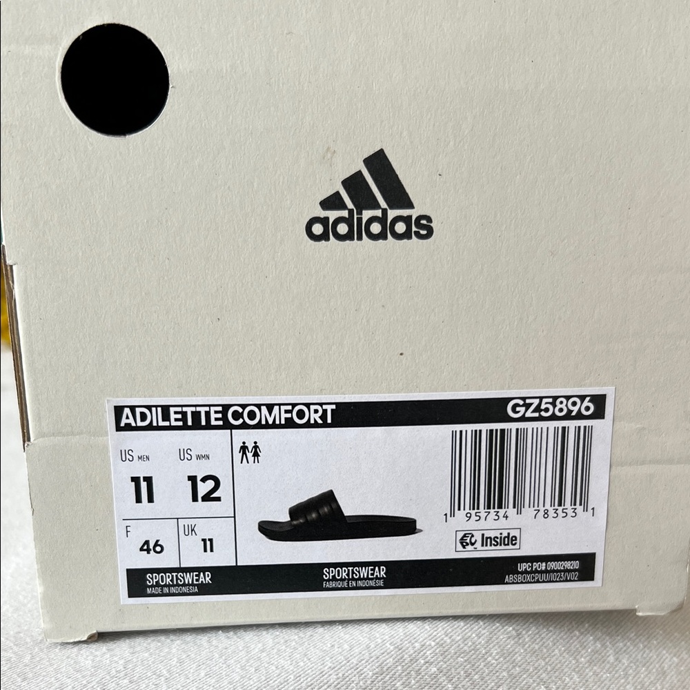 Adidas Adilette Comfort Slides in Black men’s 11